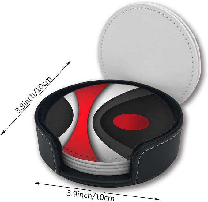Black in Modern Abstract Red Drinks Coasters - Image 2