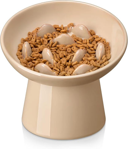 vancasso Ceramic Slow Feeder Cat Bowl, 6.25 Inch Elevated Cat Slow Feeder Bowl by vancasso