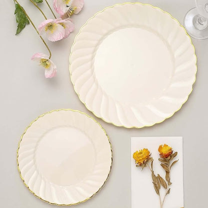 Efavormart 10-Pack 10" Ivory Vintage Plastic Dinner Plates - Image 5