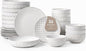 32-Piece Luxury Dinnerware Set,Complete Plates and Bowls Set for 8,Upscale Ceramic Dish Set for Hosting, Holidays & Family Gatherings–Microwave & Dishwasher Safe