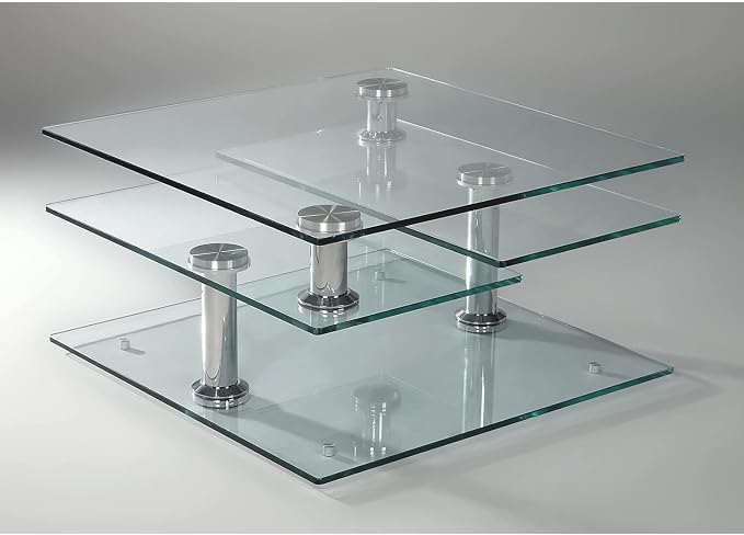 Contemporary Multi-Top Motion Glass Cocktail Table by Unknown