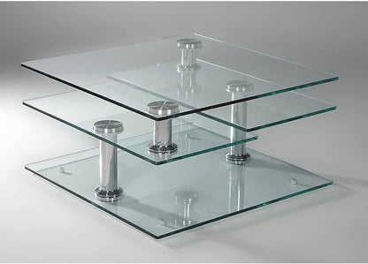 Contemporary Multi-Top Motion Glass Cocktail Table by Unknown