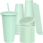 24 oz Plastic Cups With Lids and Straws, Sturdy & Food-Safe Iced Coffee Cups by Unknown