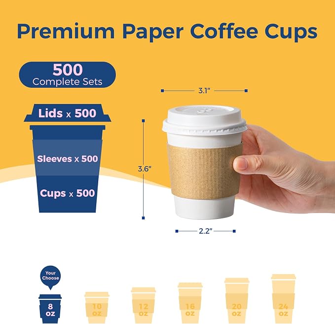 Fit Meal Prep 500 Pack 8 oz Disposable Coffee Cups - Image 2