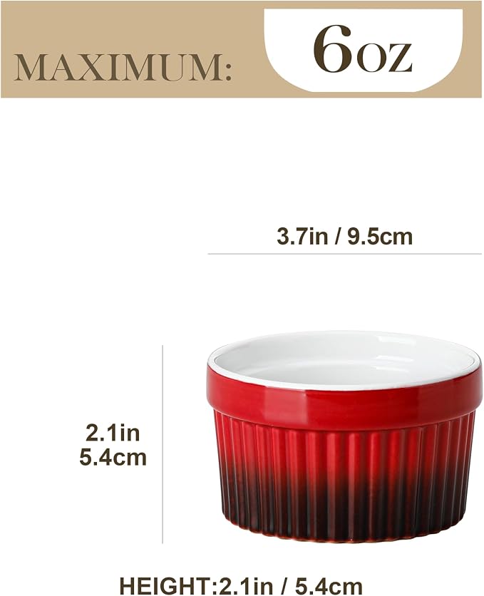 MALACASA Ramekins 6 oz Oven Safe, Small Ceramic Souffle Dishes - Image 2
