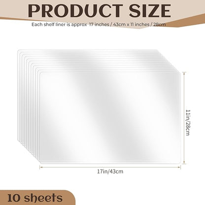 Tecmisse 10 PCS Plastic Placemat Heat Resistant Washable Table Mats, Clear Placemats for Table, Dining, Kitchen, Crafting and Shelf Liner, 17 x 11 Inch