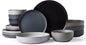Famiware Mercury Dinnerware Sets with Pasta Bowls, Service for 4 (16 Pieces), Plates and Bowls Sets, Microwave and Dishwasher Safe Dishes Set, Multi-color