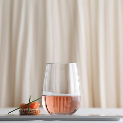 LAV 6x Clear 475ml Gaia Stemless Red Wine Glasses - Large Kitchen Water Gin Cocktail Party Glass Tumbler Goblets Set