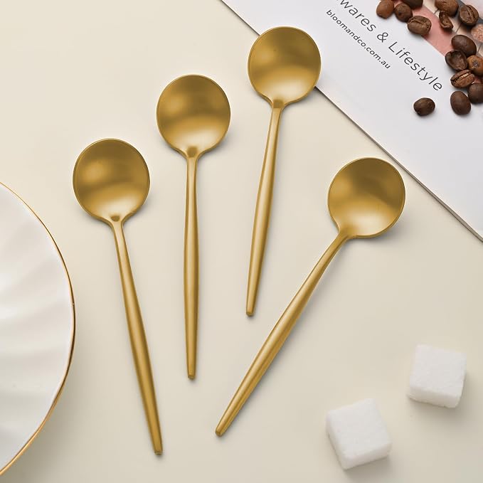 5.1 Inches Satin Gold Coffee&Tea Spoons, Small Demitasse Spoon, Mini Spoons - Image 6