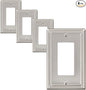 4-Pack Decorator Outlet Cover Plate, Decorative Switch Plates and Outlet Covers, Brushed Nickel Metal Wall Plates for Electrical Outlets, Receptacle, GFCI Outlet, Dimmer Switch