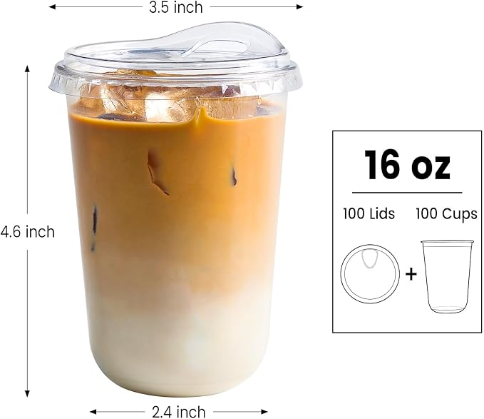16 oz Clear Plastic Coffee Cups - Image 2