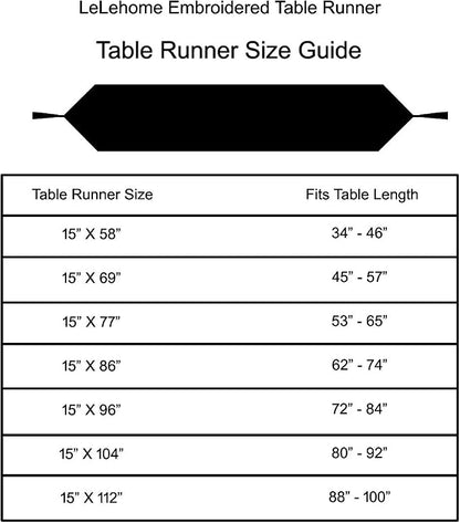 LeLehome 15 Inch X 58 Inch Classic Table Runner, Flowers Embroidery Satin - Image 5