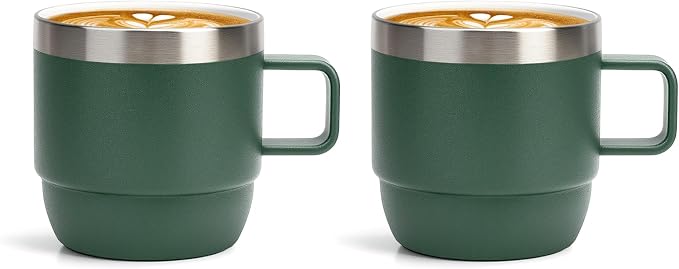 Zenbo 6 oz Espresso Mug with Handle, Ceramic-Lined 18/8 Stainless Steel | by Zenbo