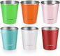 HAUSHOF Stainless Steel Cups, 14oz Stacking Cups, Unbreakable, 6 Pack | 18/8 by HAUSHOF