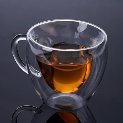 Heart Shaped Double Walled Insulated Glass Coffee Mugs or Aesthetic Tea Cups - Image 3