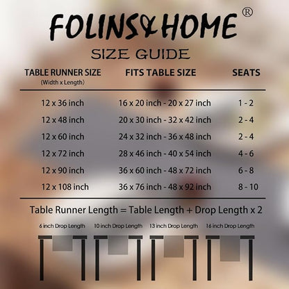 FOLINS&HOME Grey Waterproof Decorative Table Runner 60 Inches Long | 210GSM - Image 6