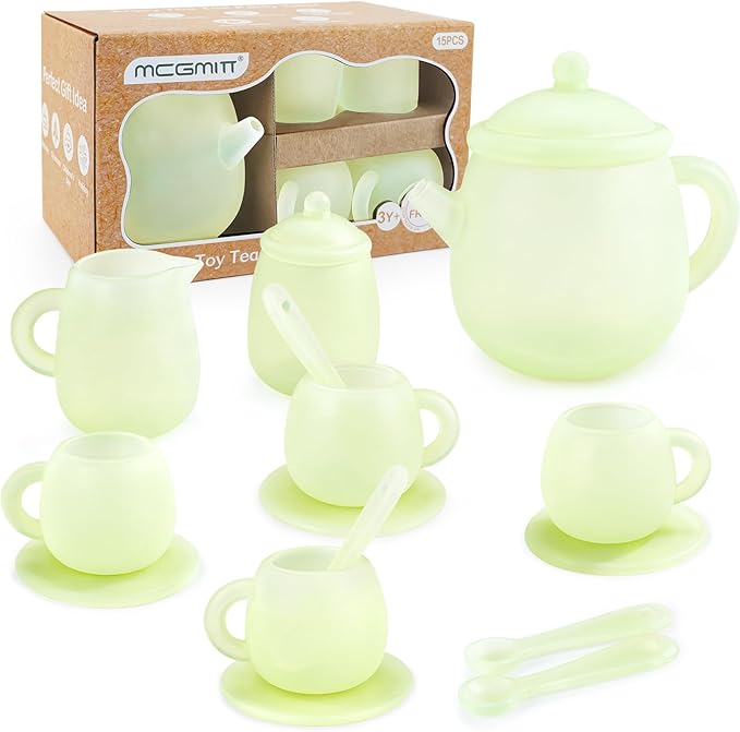 MCGMITT Tea Party Set for Toddler 3-5, Includes Teapot, 4 Tea Cups and Coasters by MCGMITT