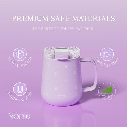 YOME 10oz Bow Light Purple Insulated Coffee Mug - Image 8