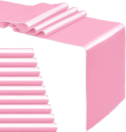 10-Pack Pink Satin Table Runner 12 x 108 Inch Long Bright and Smooth Silk - Image 8