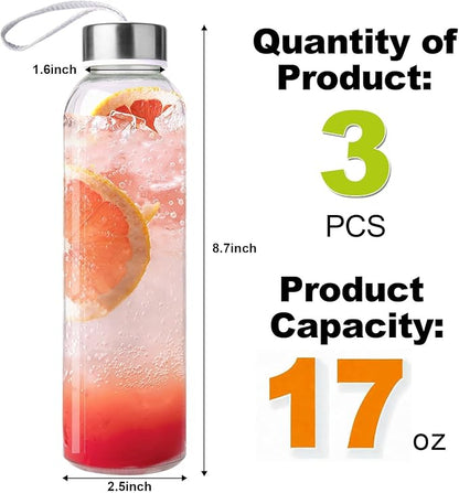 3 Packs Glass Water Bottles - Image 2