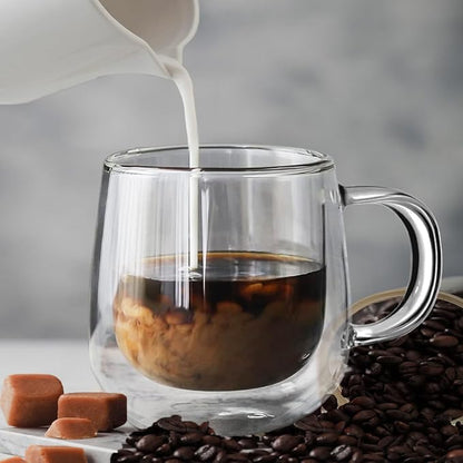Large Double Walled Glass Coffee Mugs Beer Cups 24oz set of 2, Insulated Clear - Image 2