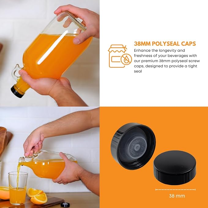 1 Gallon Glass Jug 4 Pack with Polyseal Caps | 128 oz | Laundry container | - Image 4