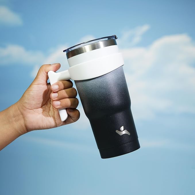 Konokyo 20 oz Tumbler with Handle and Straw, Insulated Travel Mug | Day Night; - Image 5
