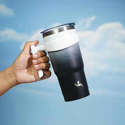 Konokyo 20 oz Tumbler with Handle and Straw, Insulated Travel Mug | Day Night; - Image 5