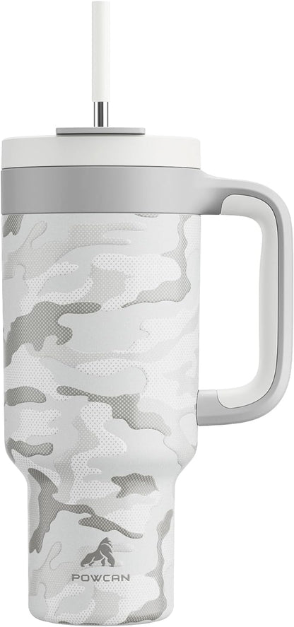 POWCAN 40 oz Camo Tumbler with Handle, 2-in-1 Straw and Sip Lid, Dishwasher Safe by POWCAN