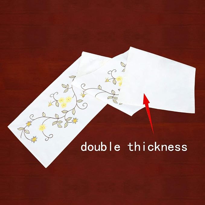 Double Thickness Rustic Embroidered Floral Table Runners - Image 3