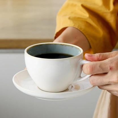 Stackable Cappuccino Cup Set of 4 Activated-Glazed Ceramic Coffee Cup | Ceramic - Image 6