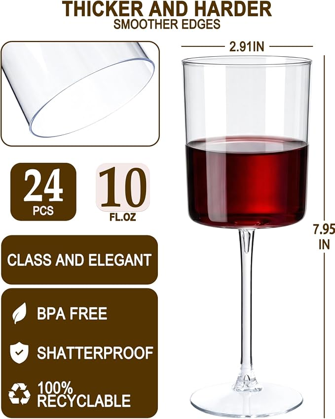 Ciaell 12 Pack Plastic Wine Glasses - Image 8
