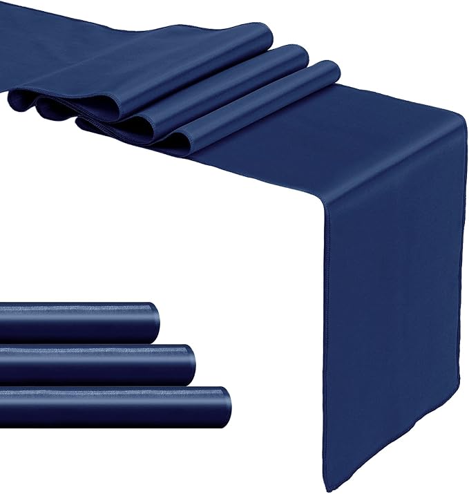 4-Pack Navy Blue Satin Table Runner 12 x 108 Inch Long Bright and Smooth Silk - Image 8
