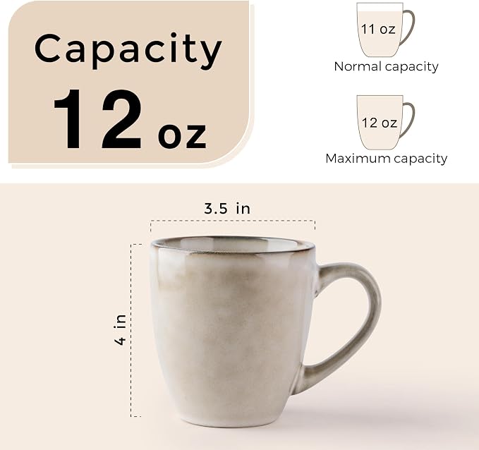 GBhome Ceramic Coffee Mugs Set of 6, 12oz Stoneware Coffee Mugs Set - Image 2