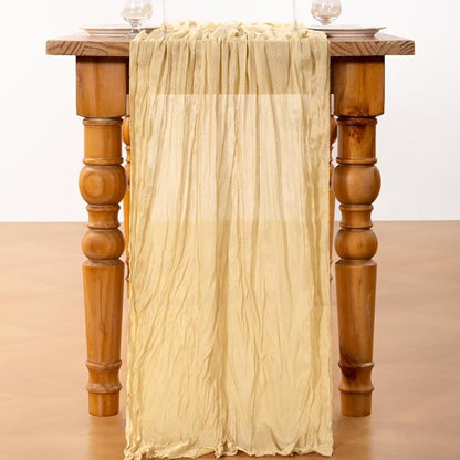 DeZerlor Champagne Cheesecloth Table Runners 6 Pack Summer Boho Runners | - Image 5