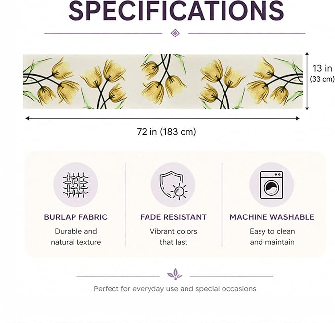 Floral Table Runner Mode Flowers Spring Summer Table Runner Seasonal Table - Image 4