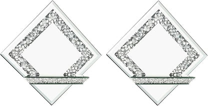 Pibeyer Mirrored Candle Sconces with Acrylic Diamond, Crushed Diamond Wall Candle Holders, Home Décor
