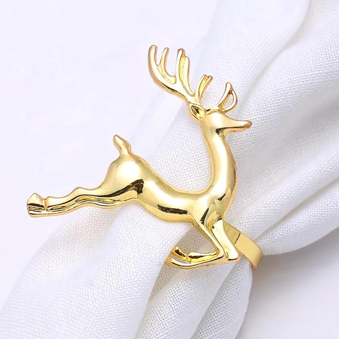 Gold Reindeer Napkin Rings Set of 4 - Image 4