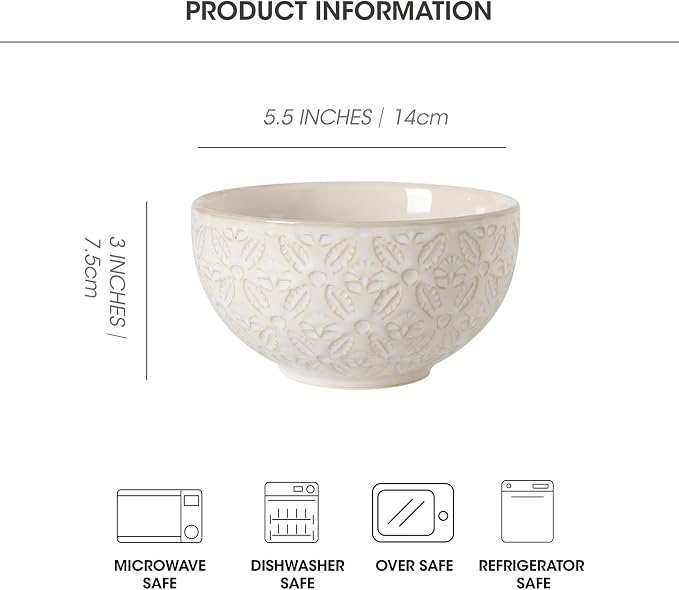 26 Oz Cereal Bowls Set of 4, 6 inch Ceramic Soup Bowl - Image 2