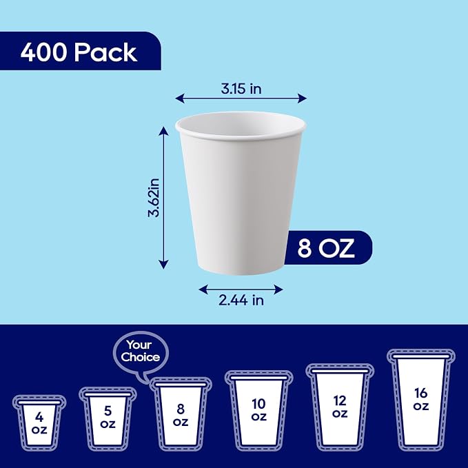 LITOPAK 400 Pack 8 oz Disposable Paper Coffee Cups, and Events - Image 2
