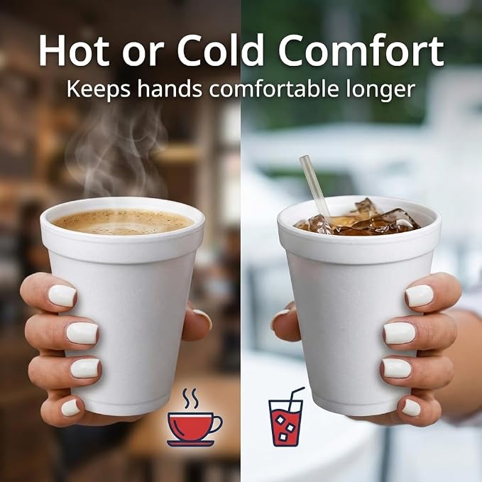 16 OZ Foam Cups With Lids for Hot & Cold Drinks, USA-Made 25-Pack.Ideal - Image 4