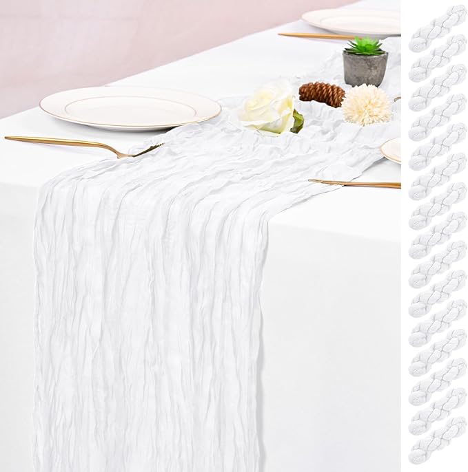 15 Pack White Table Runner 17 x 108inch Cheesecloth Table Runner Boho Gauze by Lumaycens