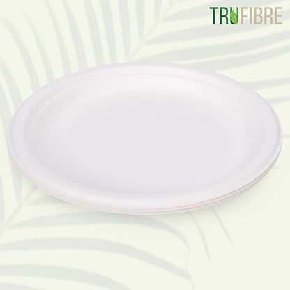 9-Inch 125-Pack Disposable Bagasse Paper Plates, Styro Foam Food Trays, Microwave Safe Meal Plates for Holidays, Party Favors & Events, Bulk
