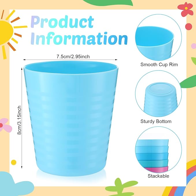 Eccliy 36 Pcs Kids Cups Bulk, 8 oz Plastic Toddler Drinking Cups Unbreakable - Image 3
