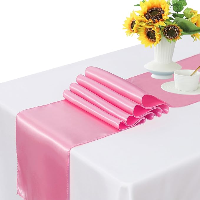 Pack of 10 Satin Pink Table Runners 12 x 108 Inches - Image 2