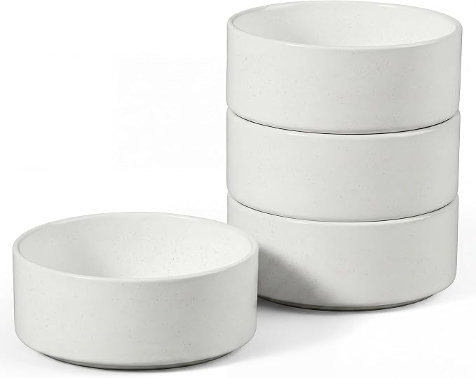 E-far Cereal Bowls Set of 4, 25oz White Ceramic Deep Soup Bowls by E-far