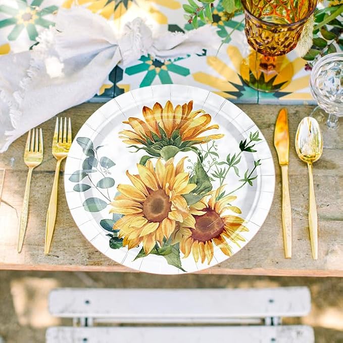 WRAPAHOLIC 25Pcs Sunflower Paper Plates - Image 3