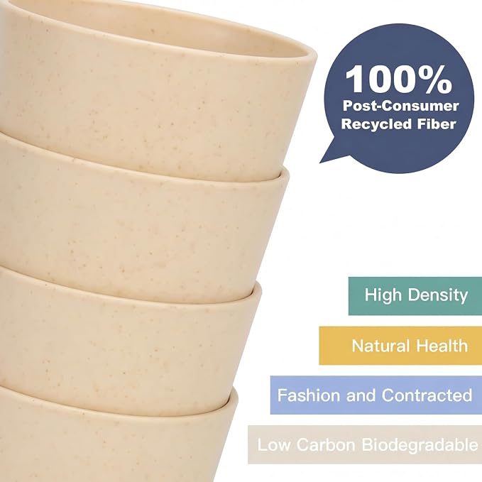 Wrova Wheat Straw Cups 6 PCS Good Alternative to Plastic Reusable Cups 12 oz - Image 7