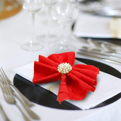 Hotop 36 Pcs Gold Napkin Rings Pearls and Flower Napkin Buckles Rhinestone - Image 4
