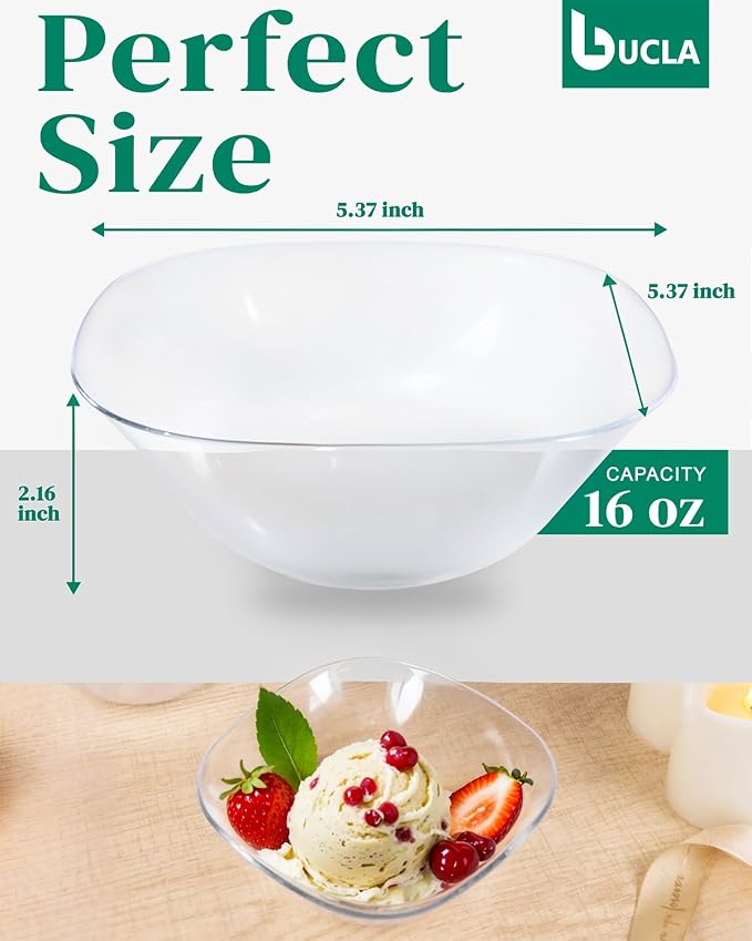bUCLA 50Pack Clear Plastic Serving Bowls - 16oz Disposable Serving Bowls - Image 2